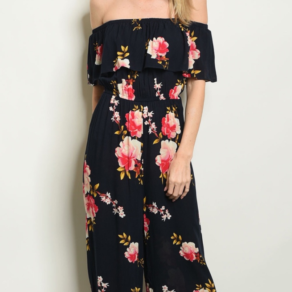 LAST 1‼️NAVY FLORAL- JUMPSUIT - Picture 2 of 3